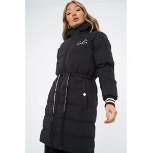 Černá dámská prošívaná bunda PUFFER LONGLINE STRIPE CONTRAST