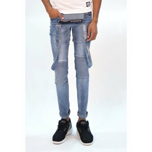 Modré pánské džínové lacláče Blue Biker Dungaree June Sixth Jeans