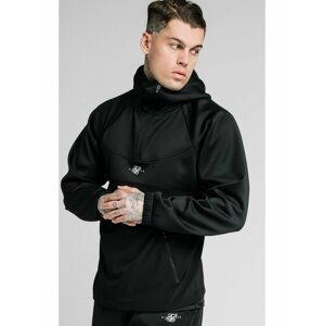 Černá pánská mikina s kapucí PULLOVER VENT ZIP QUARTER TRANQUIL