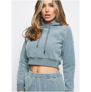 Šedá dámská crop top mikina s kapucí HOODIE CROPPED BRUSHED