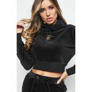 Černá dámská crop top mikina s kapucí HOODIE CROPPED ALLURE