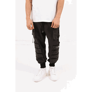 Černé pánské kalhoty s kapsami BLACK PANTS POCKET JUNE SIXTH