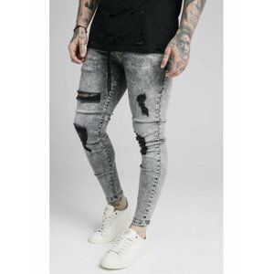 Šedé pánské skinny fit džíny  DENIM DISTRESSED SKINNY TAPE ELASTICATED