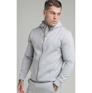 Světle šedá pánská mikina s kapucí  HOODIE NECK FUNNEL THROUGH ZIP