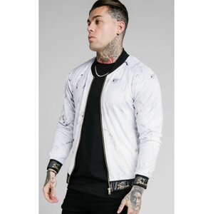 Bílá pánská vzorovaná bunda BOMBER VELOUR MARBLE