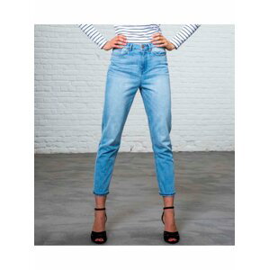 Světle modré zkrácené straight fit džíny s vysokým pasem CAMAIEU