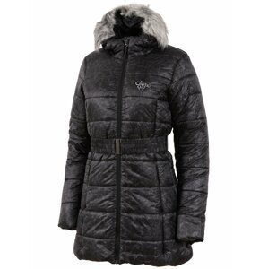 Černý dámský vzorovaný kabát s kapucí Alpine Pro BETHA
