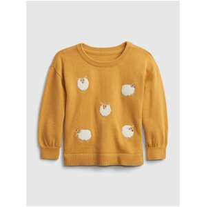 Žlutý holčičí svetr s ovečkami