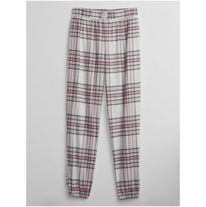 Smetanové dámské pyžamové kalhoty flannel joggers
