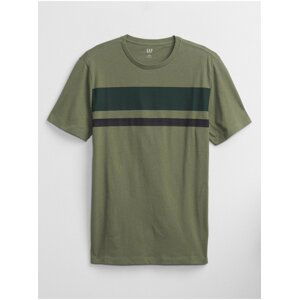 Zelené pánské tričko crew chest stripe t-shirt