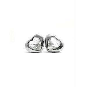 Dámské malé náušnice s motivem srdce a krystalem ve stříbrné barvě VUCH MyHeart Silver