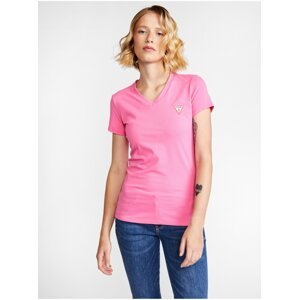 Růžové dámské tričko Guess Mini Triangle