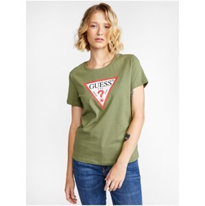 Zelené dámské tričko s potiskem Guess Original