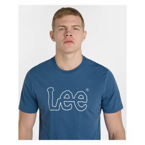 Modré pánské tričko Lee Wobbly Logo