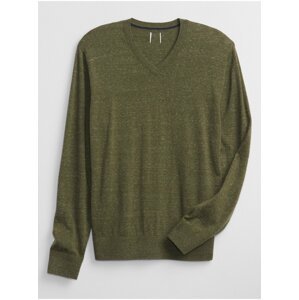 Zelený pánský svetr GAP v-neck sweater
