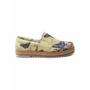 Béžové dámské vzorované slip on Goby Butterfly Blue