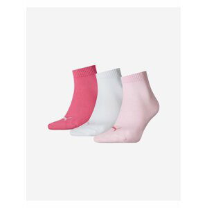 Sada tří párů dámských kotníkových ponožek v růžové barvě Puma