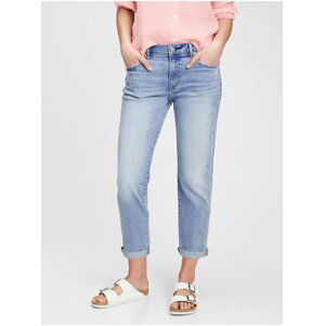 Modré dámské džíny mid rise girlfriend jeans with Washwell GAP