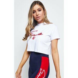 Bílé dámské crop top tričko  TEE CROP SPORTS RETRO