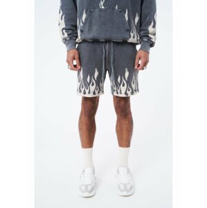 Šedé pánské kraťasy  SHORTS GRAPHIC FLAME DISTRESSED