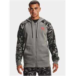 Mikina Under Armour UA RIVAL FLC CAMO SCRIPT FZ - šedá