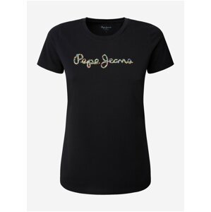 Černé dámské tričko s ozdobnými detaily Pepe Jeans Dorita