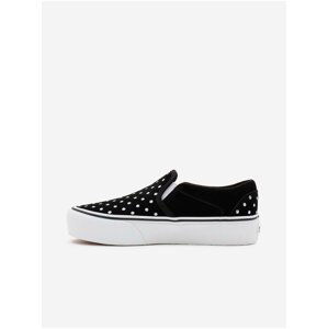 Černé dámské kožené puntíkované slip on tenisky VANS