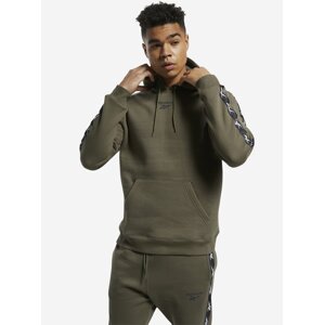 Khaki pánská mikina s kapucí Reebok TE Tape Hoodie