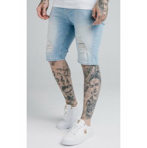 Světle modré pánské džínové kraťasy  SHORTS DENIM DISTRESSED