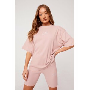 Růžové dámské tričko  TOP TWINSET RIBBED SIGNATURE REVERSE