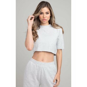 Světle šedé dámské crop top tričko EE CROPPED