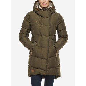 Khaki dámská dlouhá prošívaná zimní bunda s kapucí Ragwear Pavla