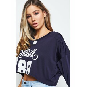 Tmavě modré dámské crop top tričko  JERSEY CROP FOOTBALL RETRO