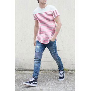 Červeno-bílé pánské tričko Oversized Stripes June Sixth