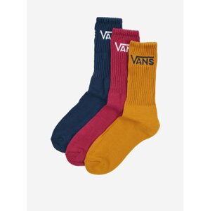 Sada tří párů unisex ponožek ve žluté, červené a modré barvě VANS Classic Crew