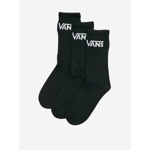 Sada tří párů unisex ponožek v černé barvě VANS Classic Crew