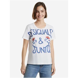 Bílé dámské tričko s nápisem Desigual Desiguales Y Juntos