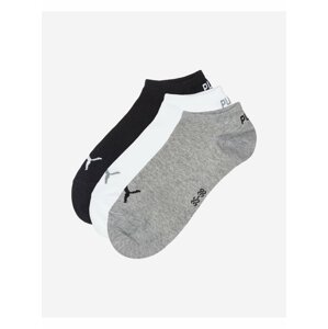 Sada tří párů ponožek ve světle šedé, bílé a černé barvě Puma