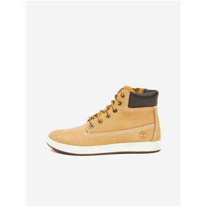 Světle hnědé klučičí kotníkové kožené boty Timberland Davis Square 6 Inch