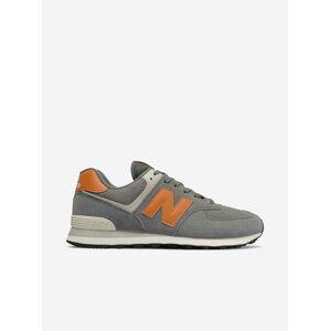 Oranžovo-šedé pánské semišové boty New Balance 574