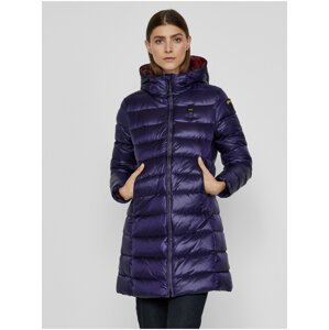 Tmavě fialová dámská prošívaná péřová zimní bunda s kapucí Blauer