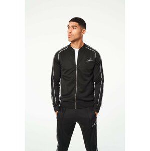 Černá pánská mikina JACKET BOMBER FIT REGULAR DETAIL PIPED