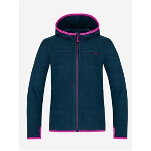 Růžovo-modrý holčičí svetr na zip s kapucí LOAP Qwaro