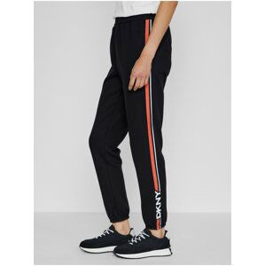 Černé dámské straight fit kalhoty s pruhy DKNY