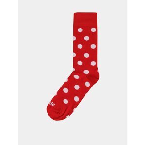 Bílo-červené unisex puntíkované ponožky Fusakle Komanč