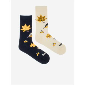 Pár dámských ponožek v černé a bíle barvě s motivem Fusakle Listopad