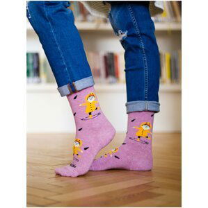 Růžové dámské ponožky s motivem Fusakle