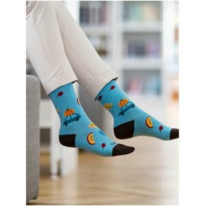 Hnědo-modré dámské ponožky s motivem Fusakle Výlet