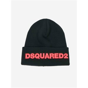 Černá pánská vlněná čepice s nápisem DSQUARED2