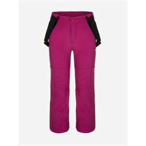Tmavě růžové holčičí softshellové kalhoty s kšandami LOAP